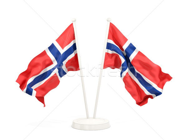 Deux drapeaux Norvège isolé blanche [[stock_photo]] © MikhailMishchenko