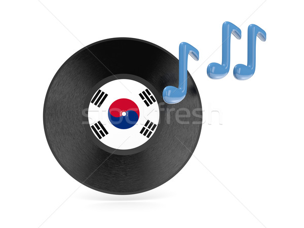 Stockfoto: Vinyl · schijf · vlag · Zuid-Korea · geïsoleerd · witte