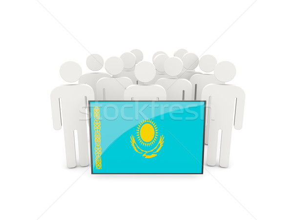 People with flag of kazakhstan Stock photo © MikhailMishchenko