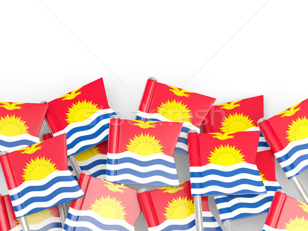 Foto stock: Bandeira · pin · Kiribati · isolado · branco · fundo