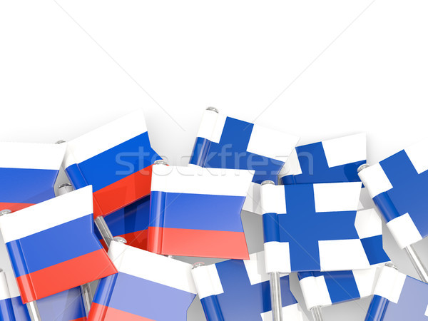 Flag pins of Russia and Finland isolated on white Stock photo © MikhailMishchenko