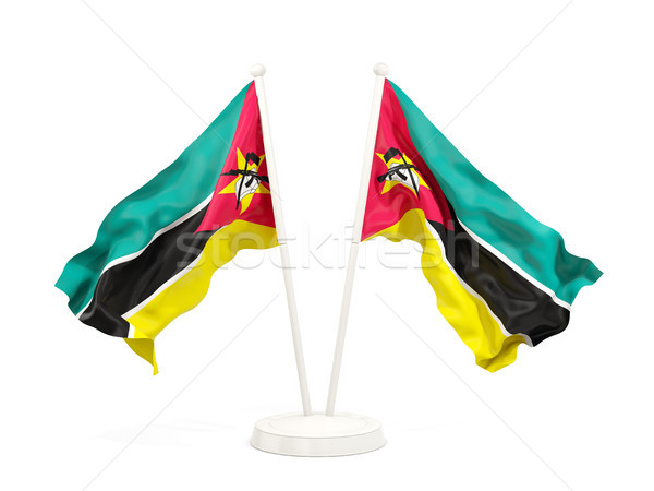 Deux drapeaux Mozambique isolé blanche [[stock_photo]] © MikhailMishchenko