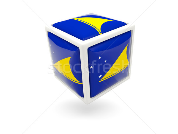 Stockfoto: Vlag · kubus · icon · geïsoleerd · witte · reizen