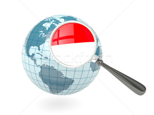 Stock photo: Magnified flag of indonesia with blue globe