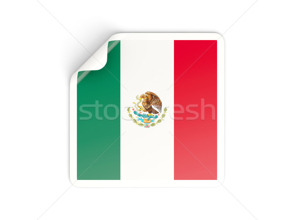Tér matrica zászló Mexikó izolált fehér Stock fotó © MikhailMishchenko