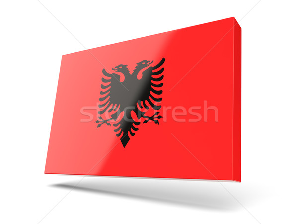 Praça ícone bandeira Albânia isolado branco Foto stock © MikhailMishchenko