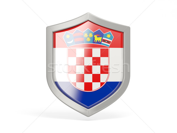 Escudo icono bandera Croacia aislado blanco Foto stock © MikhailMishchenko