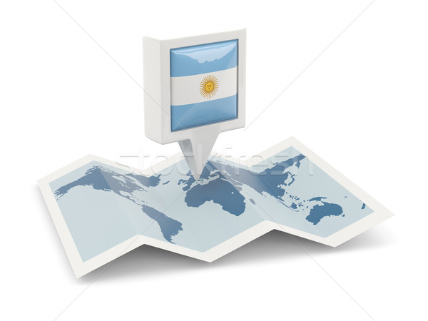 Square pin with flag of argentina on the map Stock photo © MikhailMishchenko