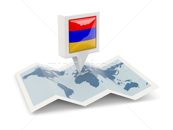 Square pin with flag of armenia on the map Stock photo © MikhailMishchenko