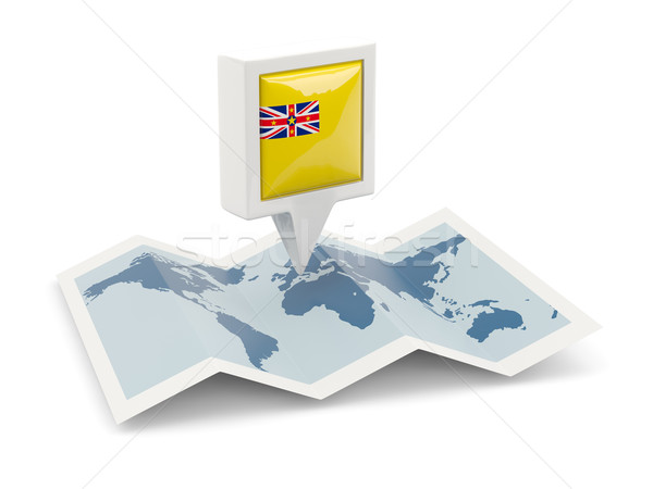 Square pin with flag of niue on the map Stock photo © MikhailMishchenko