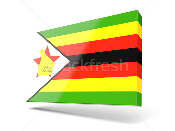 Tér ikon zászló Zimbabwe izolált fehér Stock fotó © MikhailMishchenko