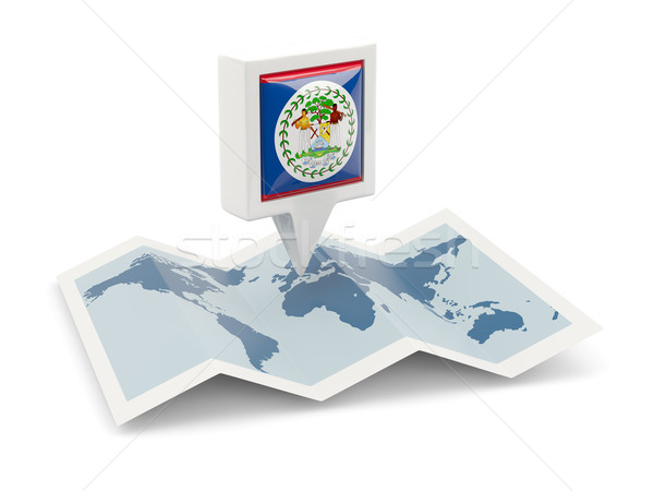 Square pin with flag of belize on the map Stock photo © MikhailMishchenko