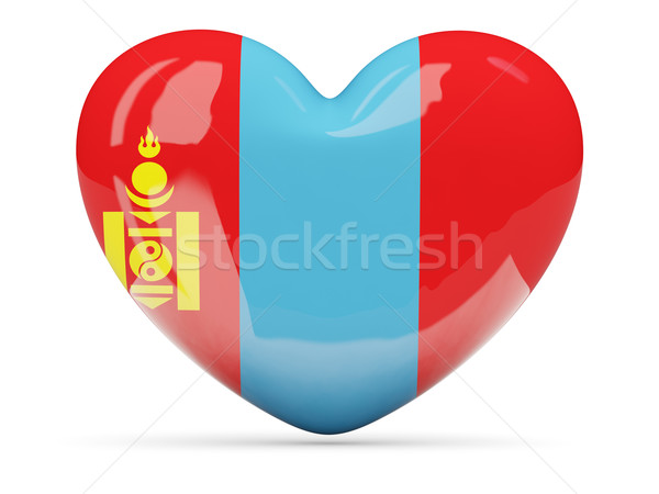 Foto stock: Coração · ícone · bandeira · Mongólia · isolado