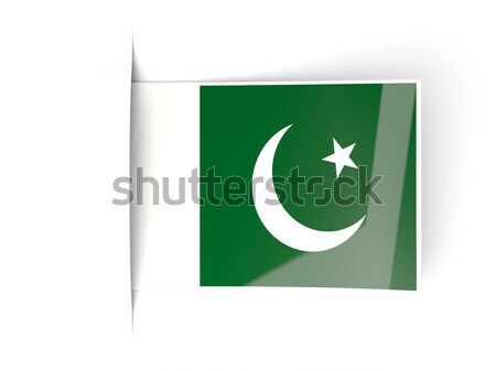 Tér címke zászló Pakisztán izolált fehér Stock fotó © MikhailMishchenko