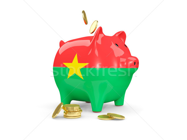 Fat piggy bank with fag of burkina faso Stock photo © MikhailMishchenko