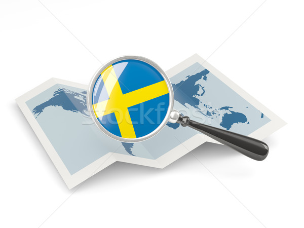 Magnified flag of sweden with map Stock photo © MikhailMishchenko
