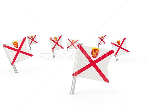 Stock photo: Square pins with flag of jersey