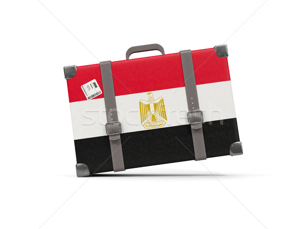 Foto stock: Equipaje · bandera · Egipto · maleta · aislado · blanco