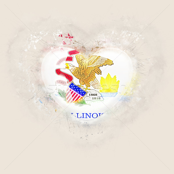 Illinois Flagge Grunge Herz Vereinigte Staaten lokalen Stock foto © MikhailMishchenko
