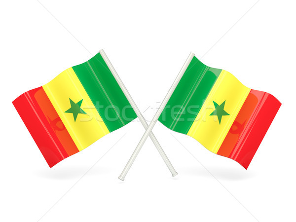 Bayrak Senegal iki dalgalı bayraklar yalıtılmış Stok fotoğraf © MikhailMishchenko