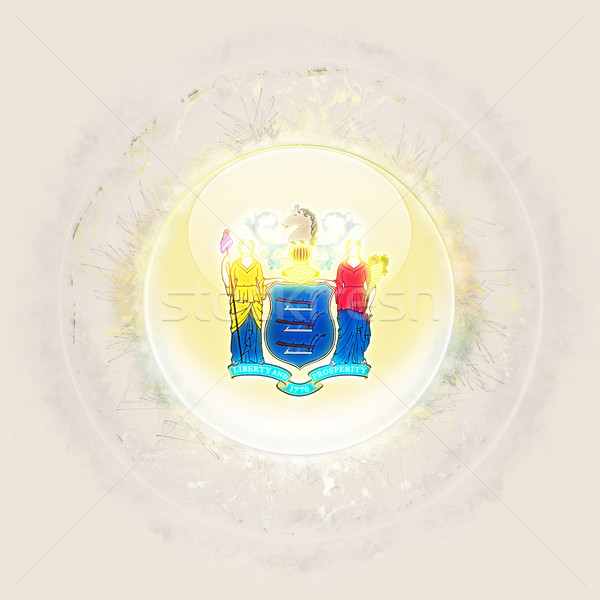 new jersey state flag on a round grunge icon. United states loca Stock photo © MikhailMishchenko