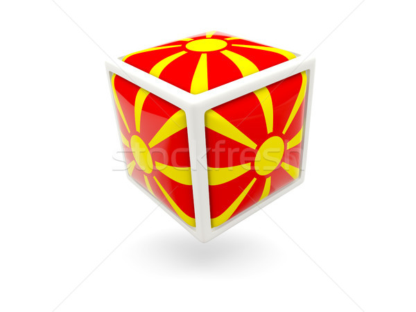 флаг Македонии куб икона изолированный белый Сток-фото © MikhailMishchenko