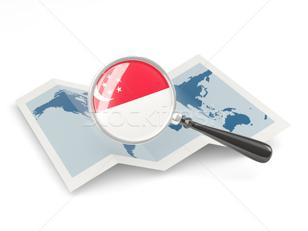 Magnified flag of singapore with map Stock photo © MikhailMishchenko