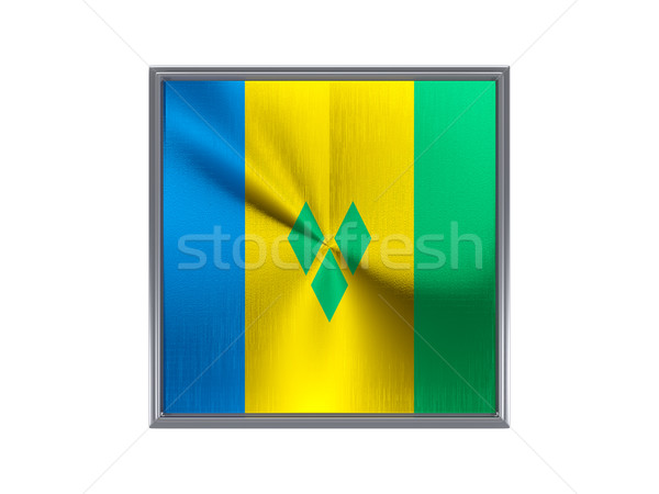 Square metal button with flag of saint vincent and the grenadine Stock photo © MikhailMishchenko