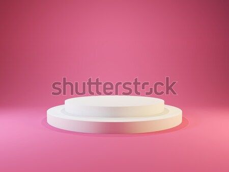 White empty pedestal with lights isolated on pink background Stock photo © MikhailMishchenko