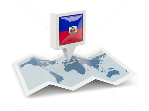 Square pin with flag of haiti on the map Stock photo © MikhailMishchenko