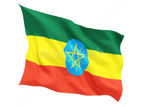 Vlag Ethiopië geïsoleerd witte Stockfoto © MikhailMishchenko