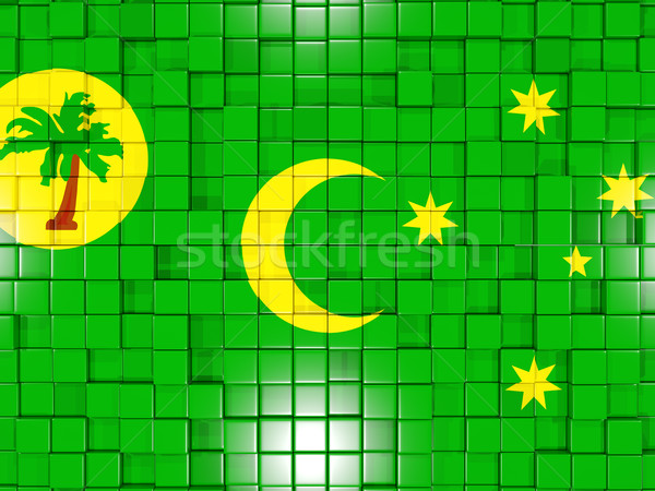 Background with square parts. Flag of cocos islands. 3D illustra Stock photo © MikhailMishchenko
