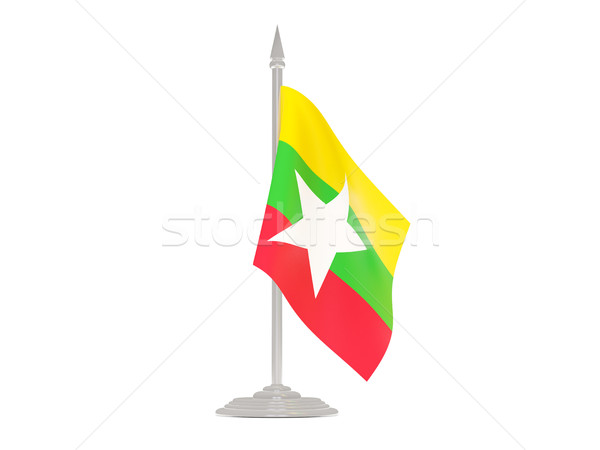 Bandera Myanmar asta de bandera 3d aislado blanco Foto stock © MikhailMishchenko