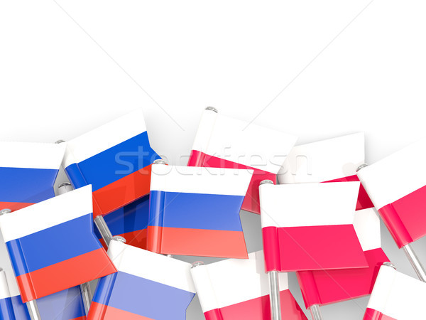 Flag pins of Russia and Poland isolated on white Stock photo © MikhailMishchenko