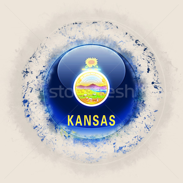 Kansas banderą grunge ikona Stany Zjednoczone miejscowy Zdjęcia stock © MikhailMishchenko
