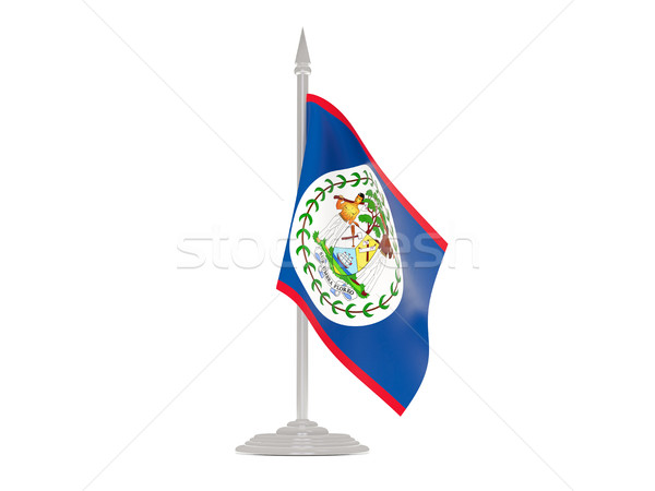 Stock foto: Flagge · Belize · Fahnenmast · 3d · render · isoliert · weiß