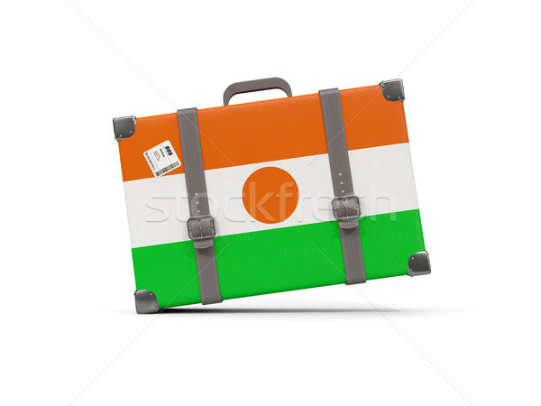 Stock fotó: Csomagok · zászló · Niger · bőrönd · izolált · fehér