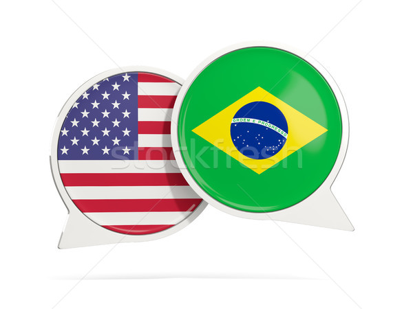 Chat bubbles of USA and Brazil isolated on white Stock photo © MikhailMishchenko