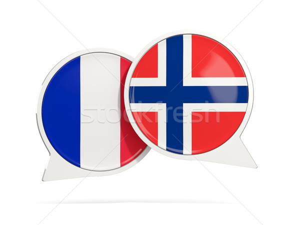 Chat bubbles of France and Norway isolated on white Stock photo © MikhailMishchenko