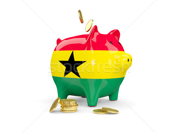 Fat piggy bank with fag of ghana Stock photo © MikhailMishchenko