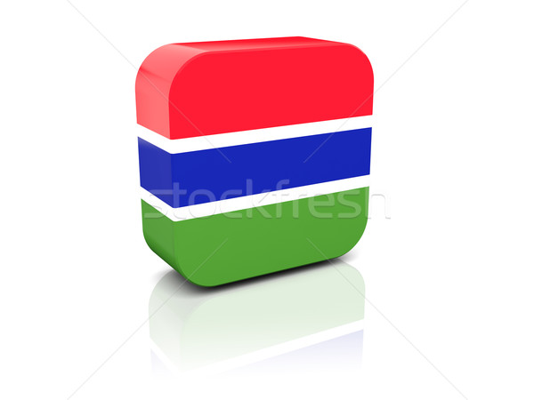 Kare ikon bayrak Gambiya yansıma beyaz Stok fotoğraf © MikhailMishchenko
