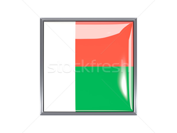 Vierkante icon vlag Madagascar metaal frame Stockfoto © MikhailMishchenko