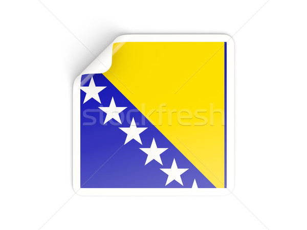 Platz Aufkleber Flagge Bosnien-Herzegowina isoliert weiß Stock foto © MikhailMishchenko