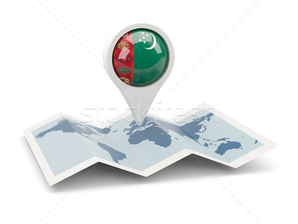 Pin bayrak Türkmenistan harita seyahat beyaz Stok fotoğraf © MikhailMishchenko