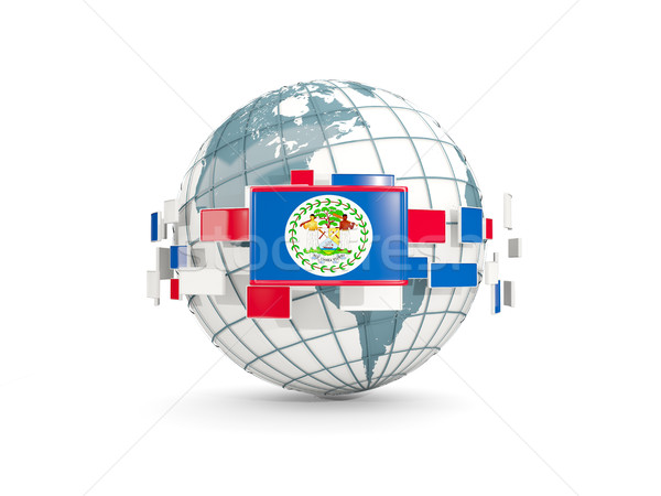 Wereldbol vlag geïsoleerd witte 3d illustration kaart Stockfoto © MikhailMishchenko