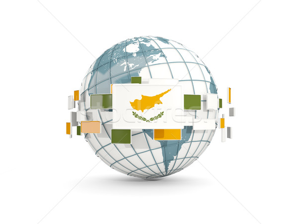 Stock photo: Globe with flag of cyprus isolated on white