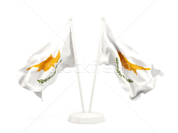 Iki bayraklar Kıbrıs yalıtılmış beyaz Stok fotoğraf © MikhailMishchenko