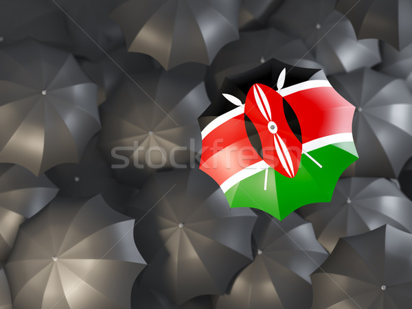 Parasol banderą Kenia górę czarny parasole Zdjęcia stock © MikhailMishchenko