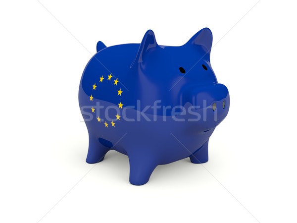 Spaarvarken europese unie vlag geïsoleerd witte Stockfoto © MikhailMishchenko