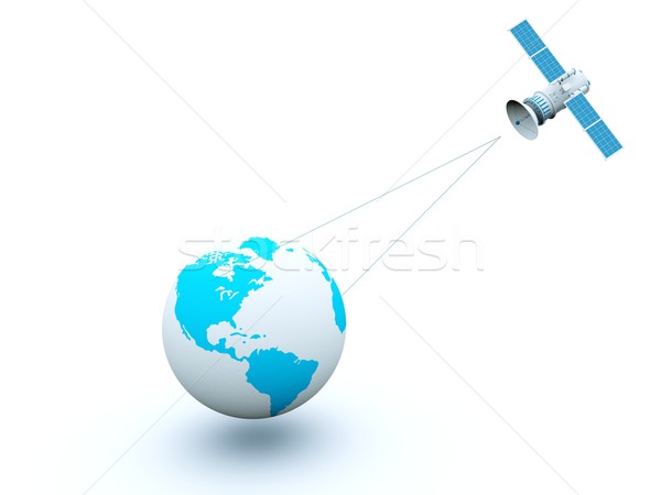 Stock photo: Earth with blue satellite